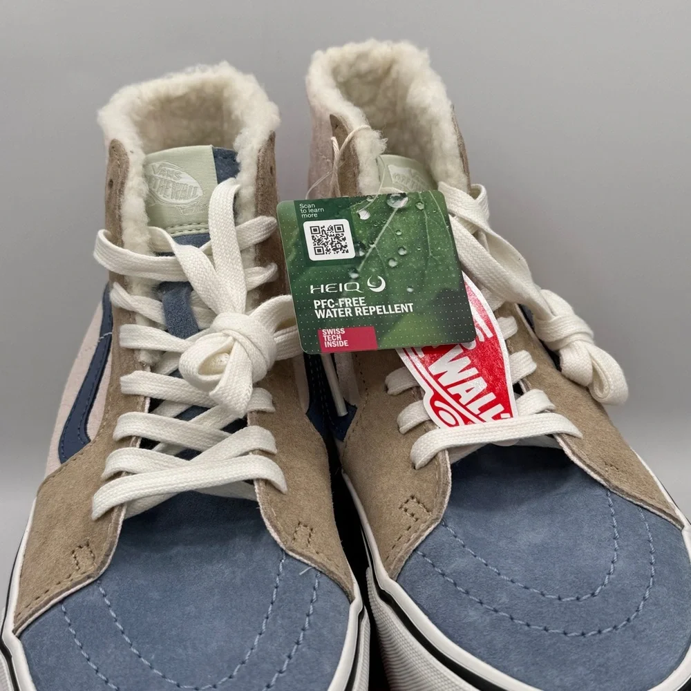 NWT Vans Sk8 Hi Pig Suede Multi Sherpa platform sneakers pink blue tan unisex - Picture 10 of 15